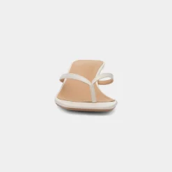 Truffle Dua Womens White Heeled Toe Post Sandal