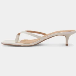 Truffle Dua Womens White Heeled Toe Post Sandal