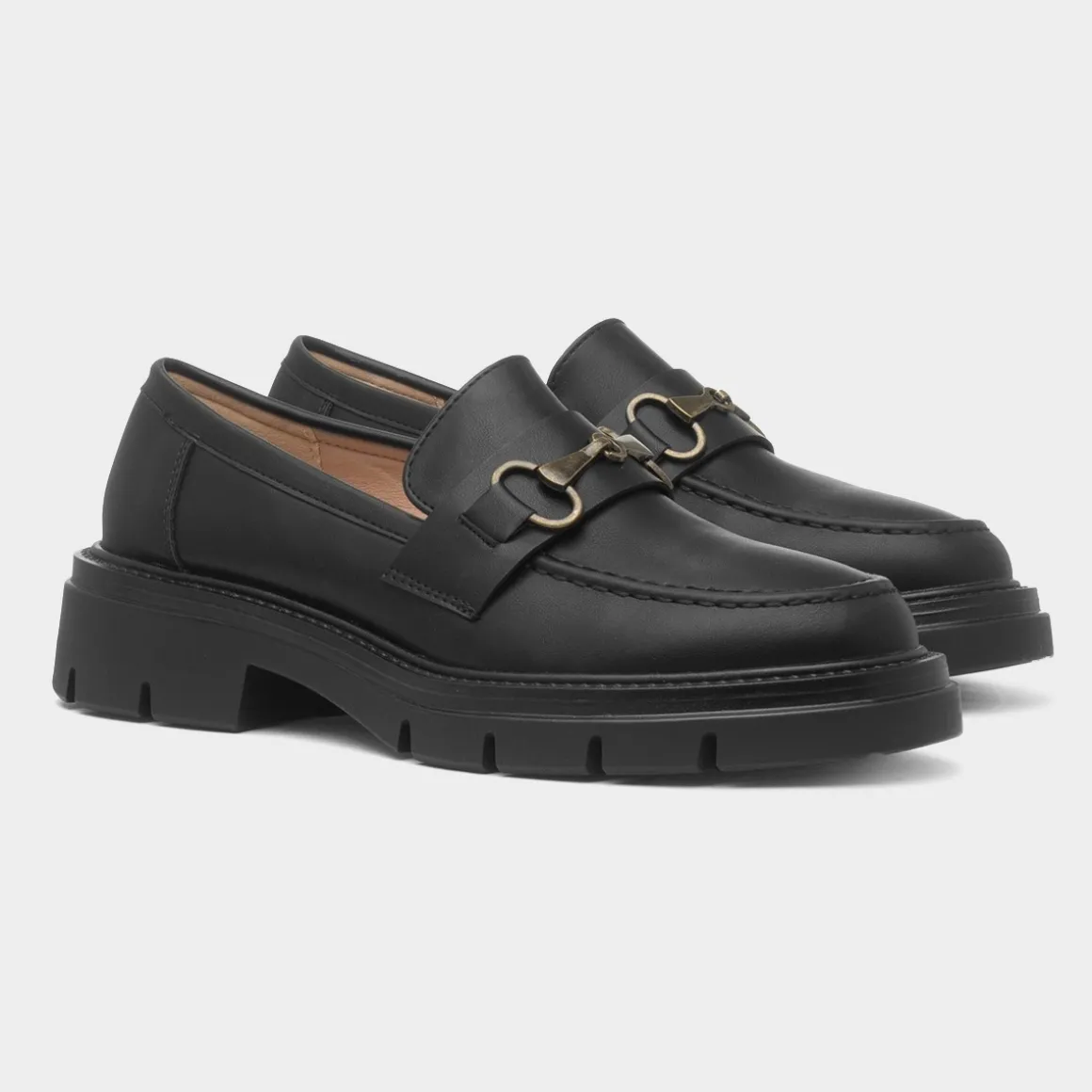 Truffle Eloise Womens Black Chunky Loafer