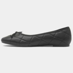 Truffle Faye Womens Black Wider Fit Ballerina