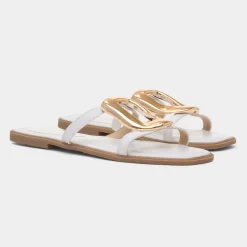 Truffle Fiona Womens White Mule Sandal