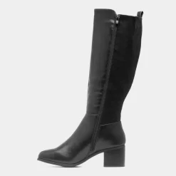 Truffle Freya Womens Black Wide Fit Knee High Boot