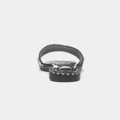 Truffle Gia Womens Black Flat Mule Sandal