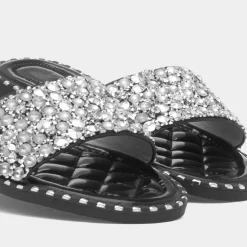 Truffle Gia Womens Black Flat Mule Sandal