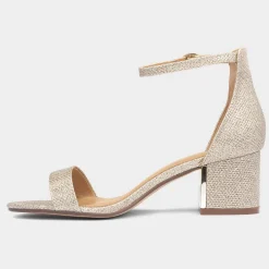 Truffle Halla Womens Gold Shimmer Heeled Sandal