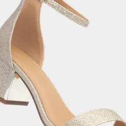 Truffle Halla Womens Gold Shimmer Heeled Sandal