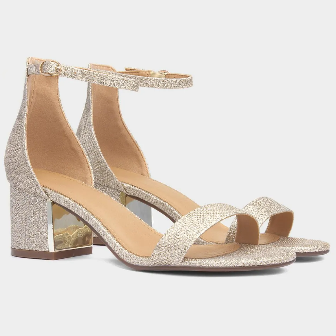 Truffle Halla Womens Gold Shimmer Heeled Sandal