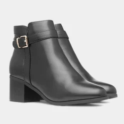 Truffle Holly Womens Black Wider Fit Ankle Boot
