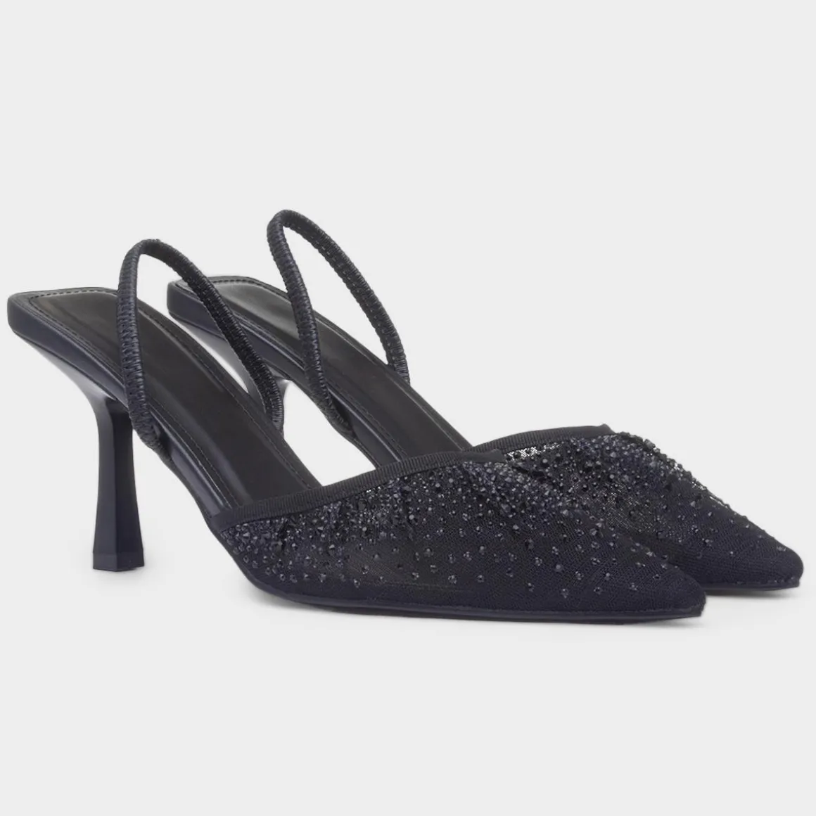 Truffle Ivanna Womens Black Diamante Heel