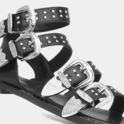 Truffle Jolene Womens Black Buckle Sandal
