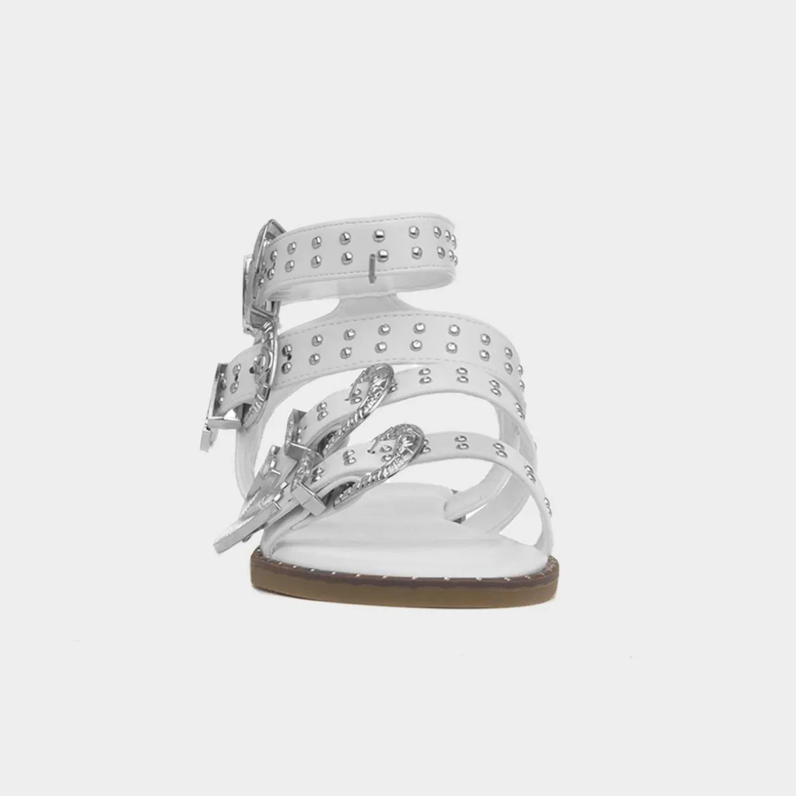 Truffle Jolene Womens White Buckle Sandal