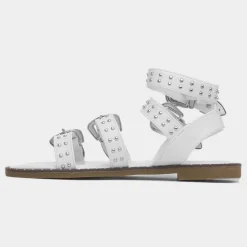 Truffle Jolene Womens White Buckle Sandal