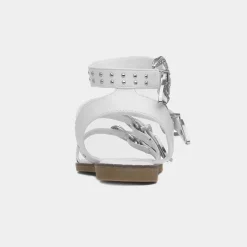 Truffle Jolene Womens White Buckle Sandal