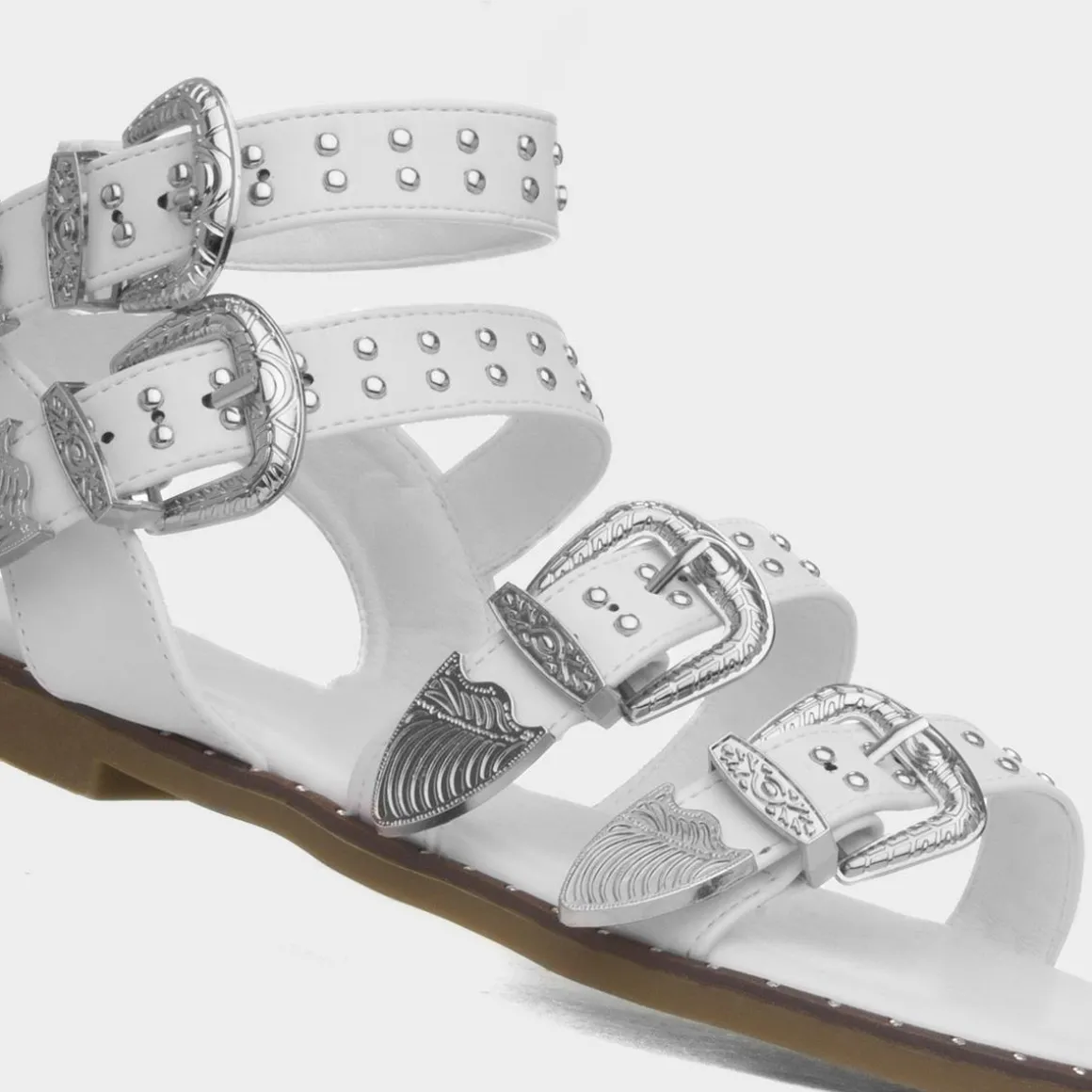 Truffle Jolene Womens White Buckle Sandal