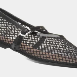 Truffle Krystal Womens Black Mesh Ballerina