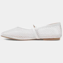 Truffle Krystal Womens White Mesh Ballerina