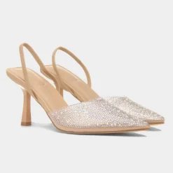 Truffle Lillia Womens Silver Diamante Heel
