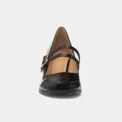 Truffle Mira Womens Black Double Buckle Heel