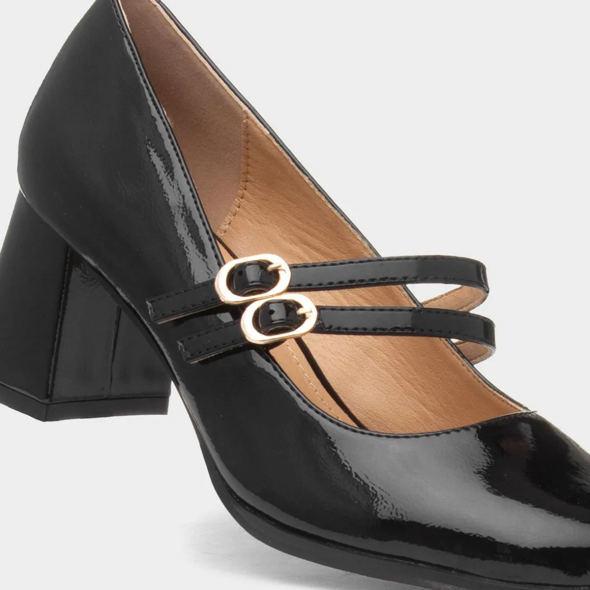 Truffle Mira Womens Black Double Buckle Heel
