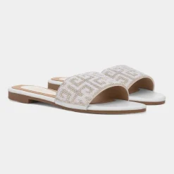 Truffle Oceana Womens White Mule Sandal