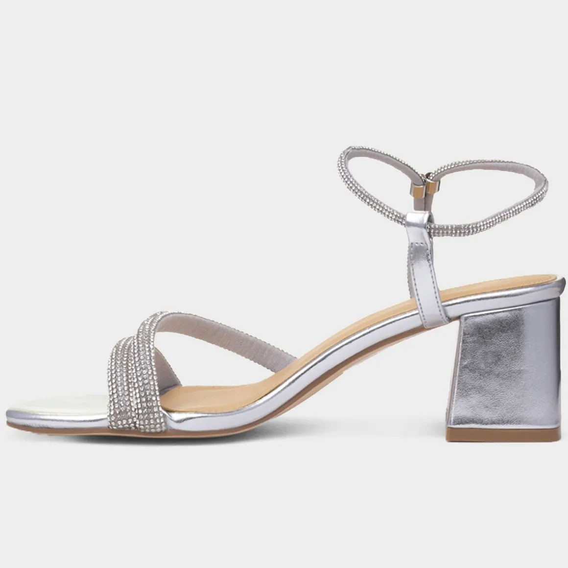 Truffle Ophelia Womens Silver Diamante Heel