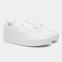 Truffle Oslo Womens White Lace Up Trainer