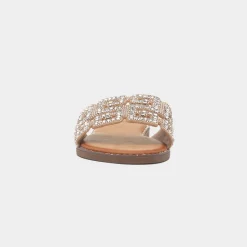Truffle Rowan Womens Gold Diamante Mule Sandal