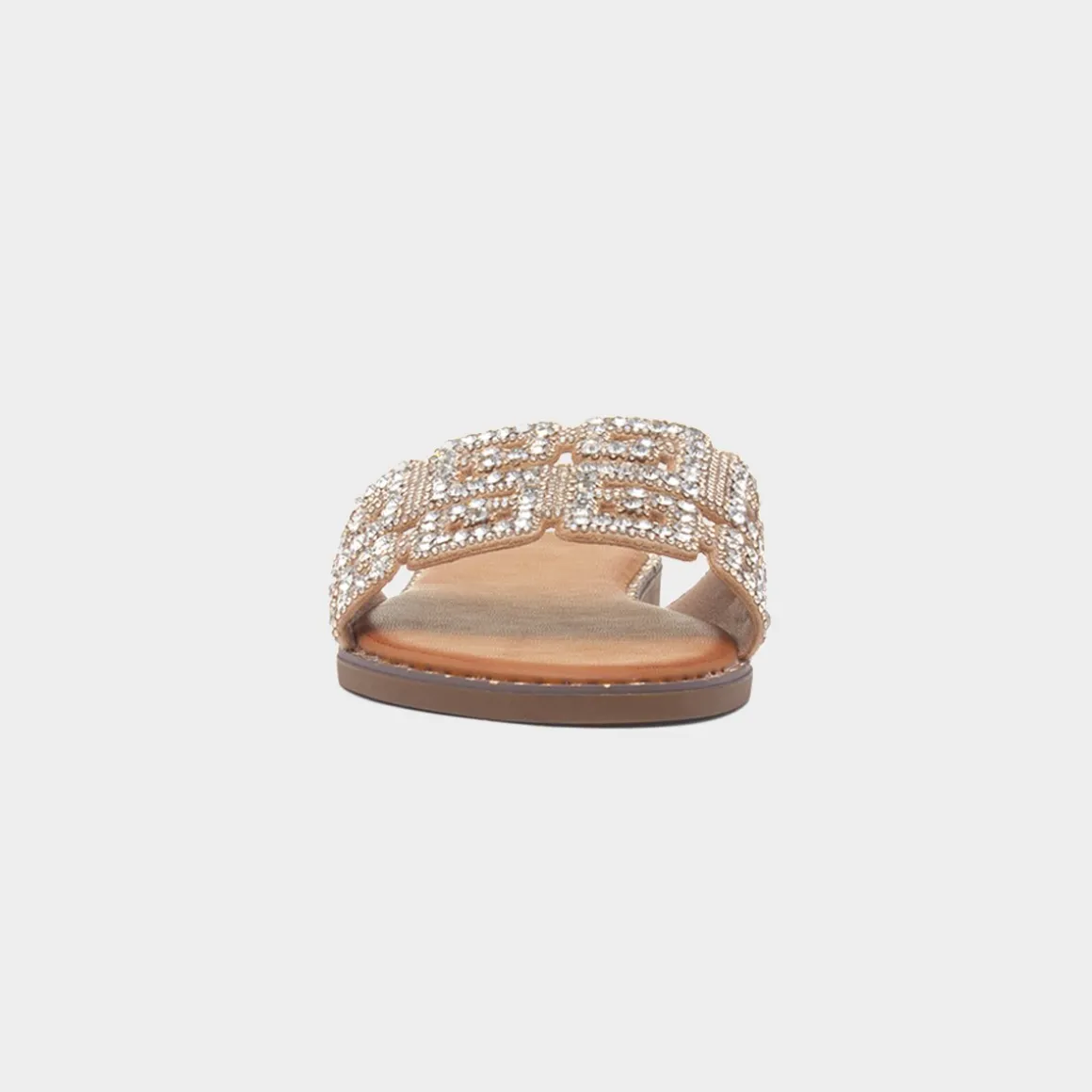 Truffle Rowan Womens Gold Diamante Mule Sandal