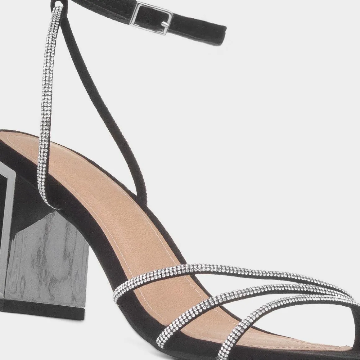 Truffle Tillie Womens Black Diamante Heel