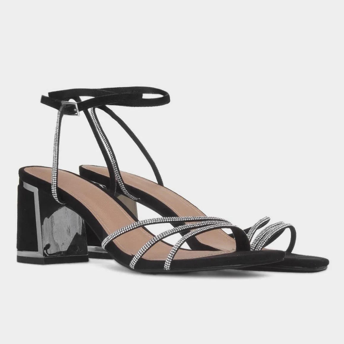 Truffle Tillie Womens Black Diamante Heel