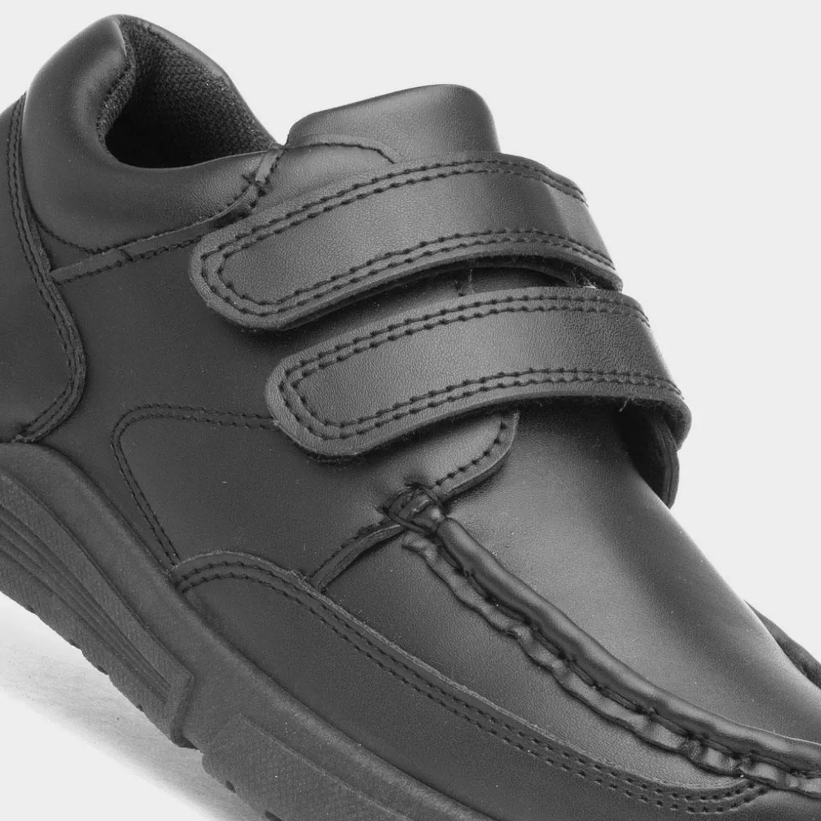 Trux Fawster Boys Black Easy Fasten School Shoe