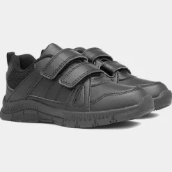 Trux Finn Boys Black School Shoe