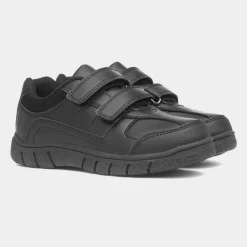 Trux Fitzroy Boys Black Easy Fasten School Shoe