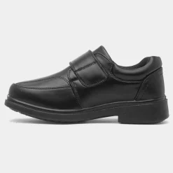 Trux Fred Boy's Black Easy Fasten School Shoe