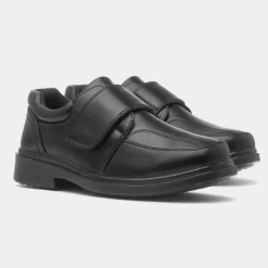 Trux Fred Boy's Black Easy Fasten School Shoe