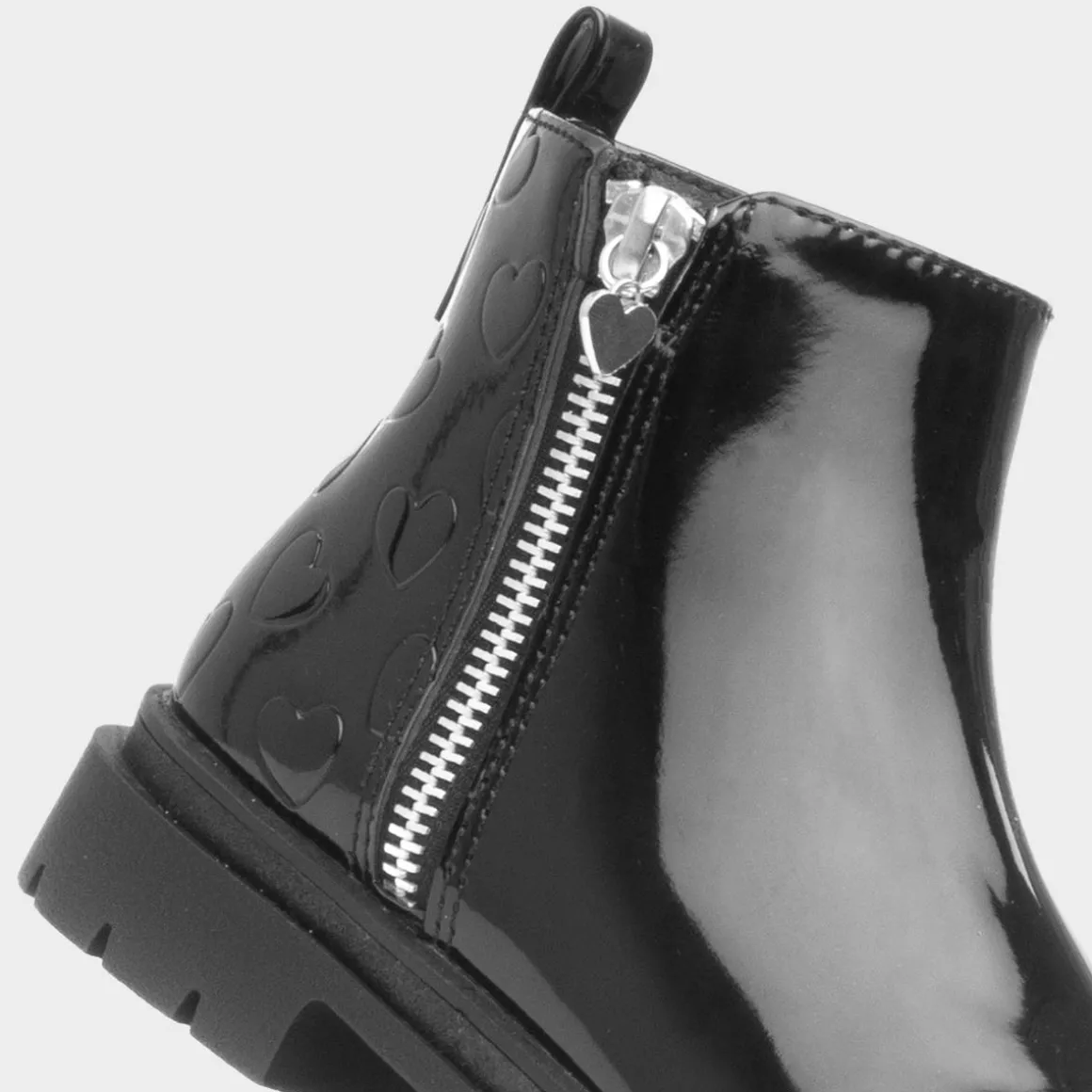 Walkright Carla Girls Black Patent Heart Boot