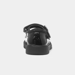 Walkright Carol Girls Black Butterfly School Shoe