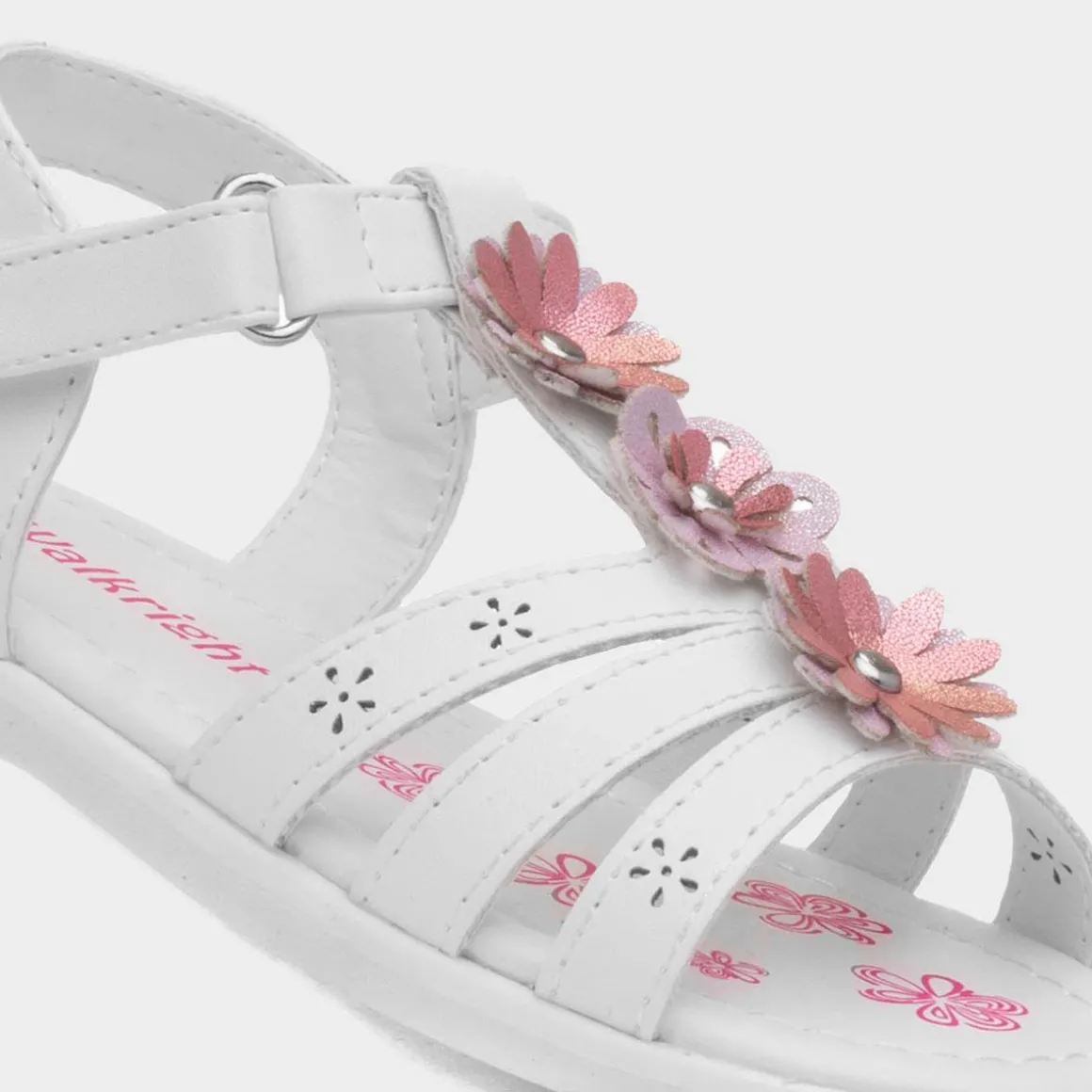 Walkright Caylee Girls White Flower Sandal