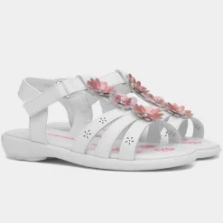 Walkright Caylee Girls White Flower Sandal