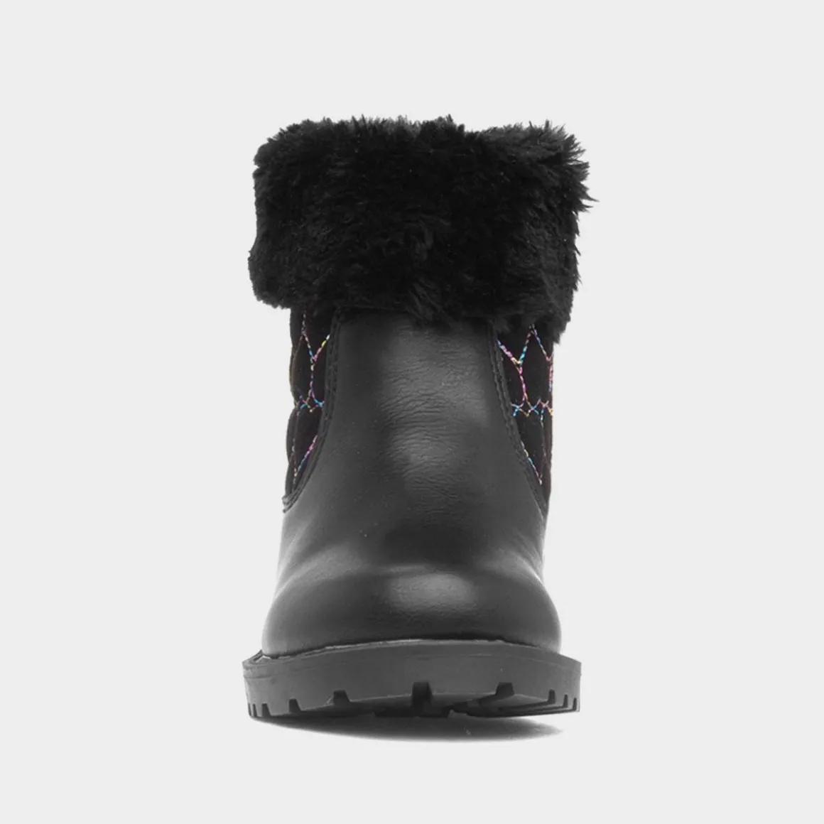 Walkright Cecily Girls Black Faux Fur Ankle Boot