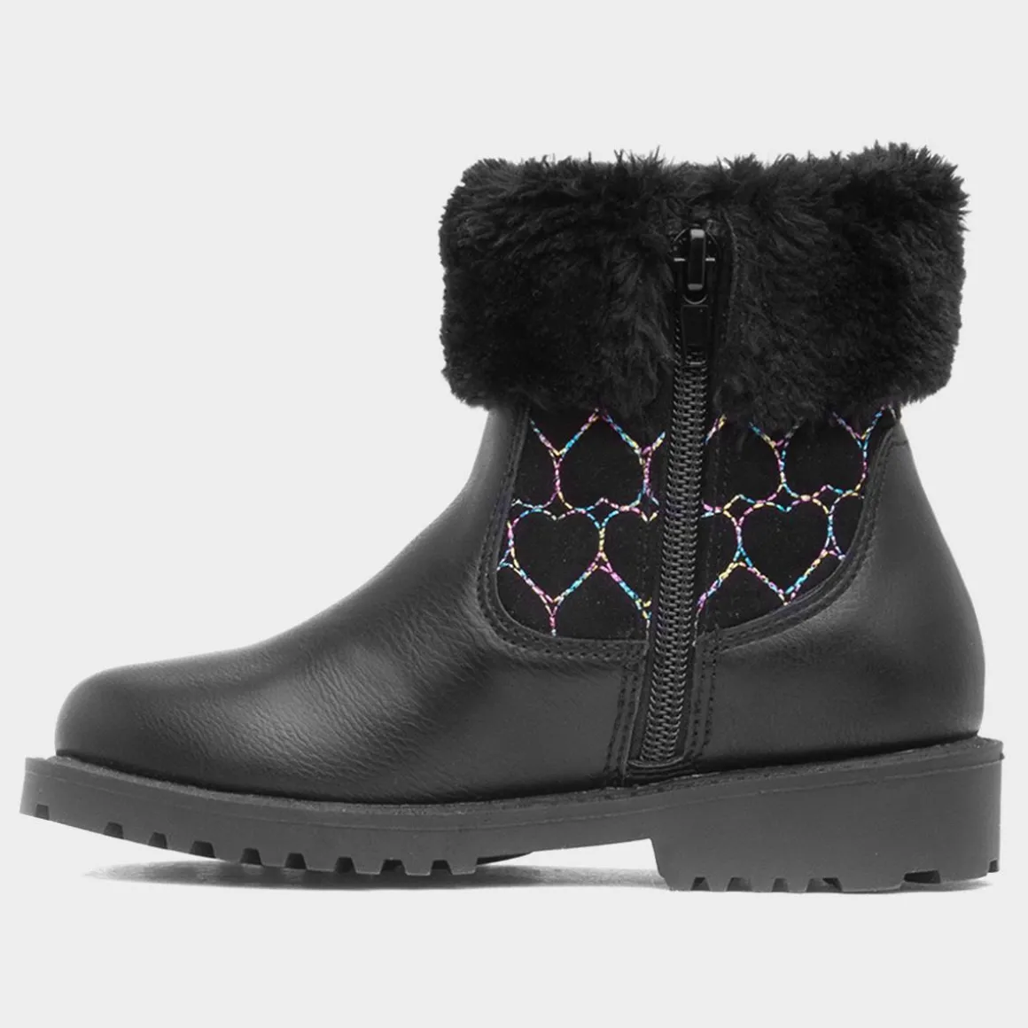 Walkright Cecily Girls Black Faux Fur Ankle Boot