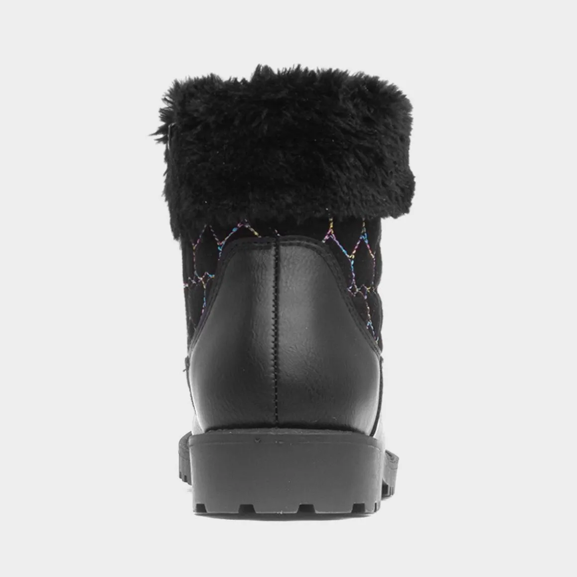 Walkright Cecily Girls Black Faux Fur Ankle Boot