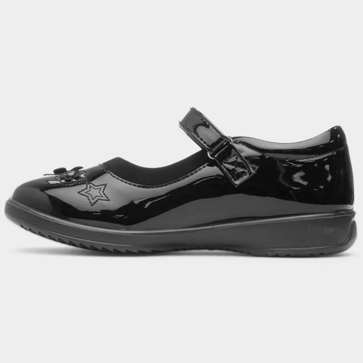 Walkright Collins Girls Black Patent Shoe