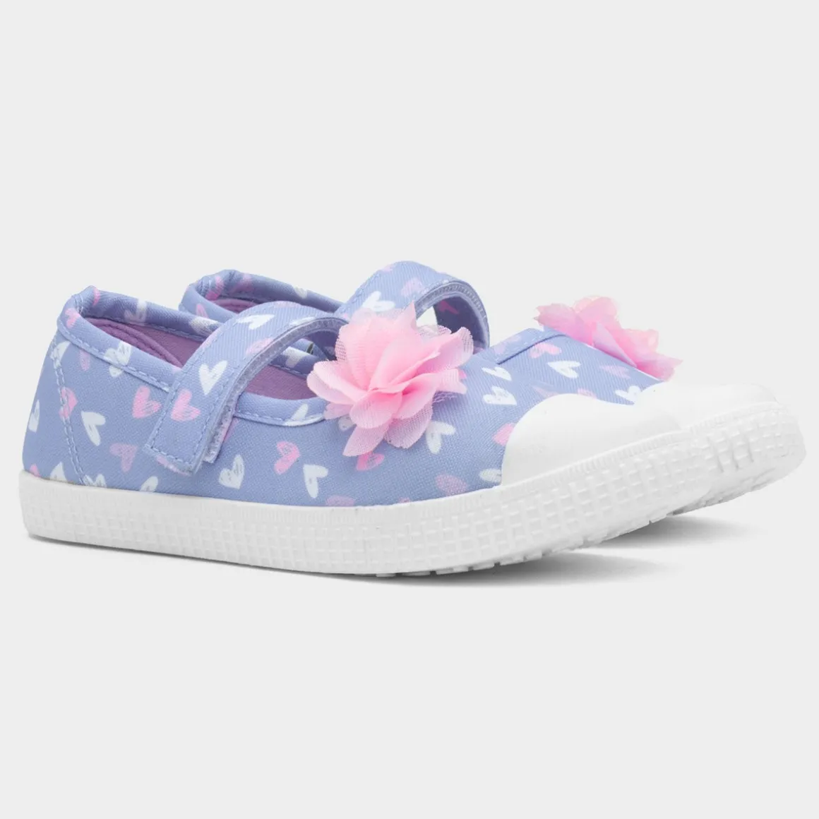 Walkright Corrine Girls Blue Heart Print Canvas