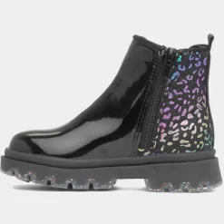 Walkright Ella Girls Black Leopard Print Boot