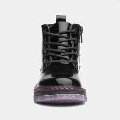 Walkright Emily Girls Black Glitter Sole Boots