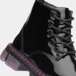 Walkright Emily Girls Black Glitter Sole Boots