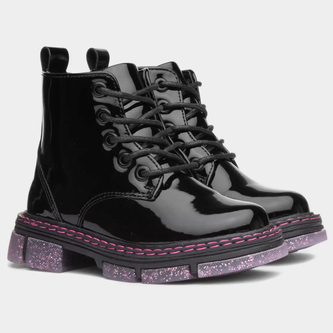 Walkright Emily Girls Black Glitter Sole Boots