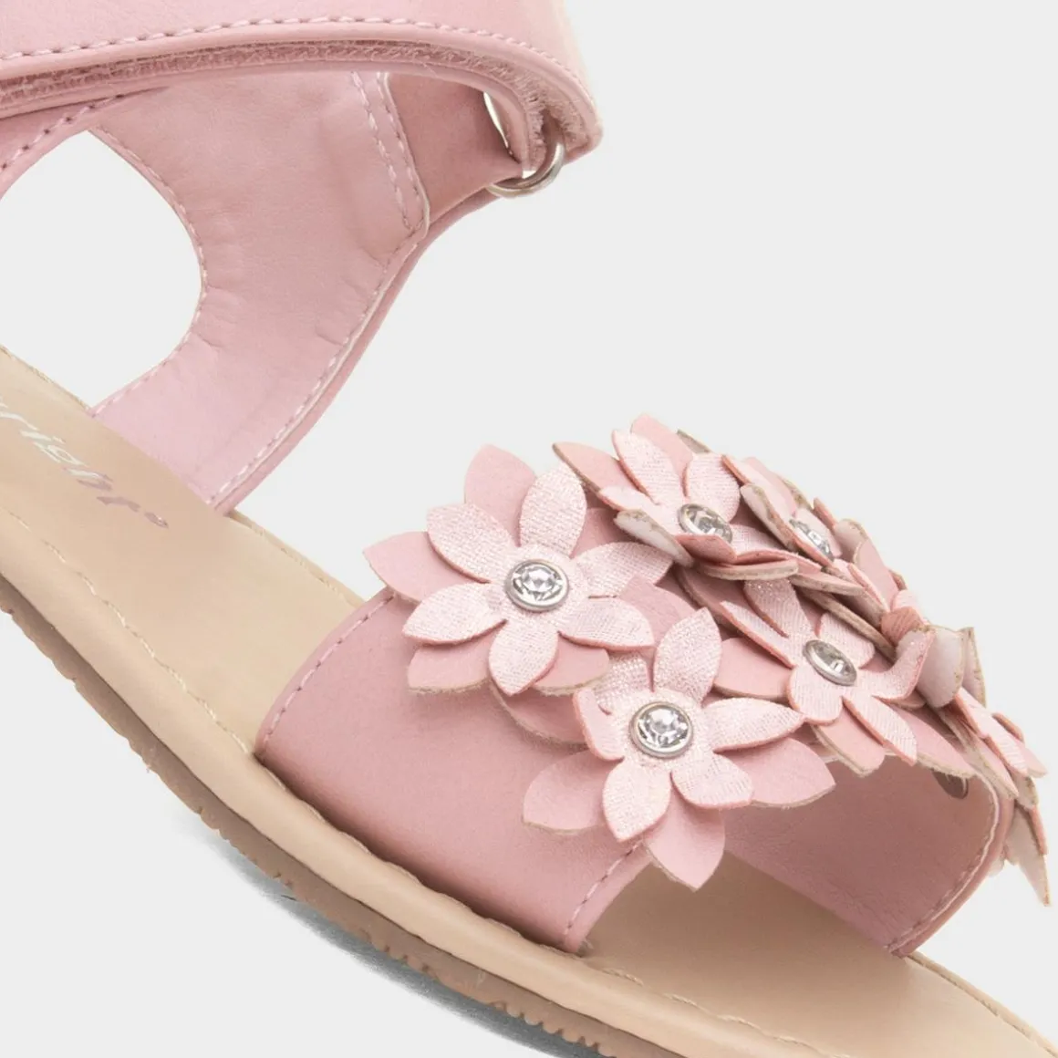 Walkright Faron Girls Pink Flower Diamante Sandal