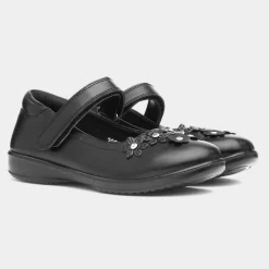 Walkright Fawn Girls Black School Shoe